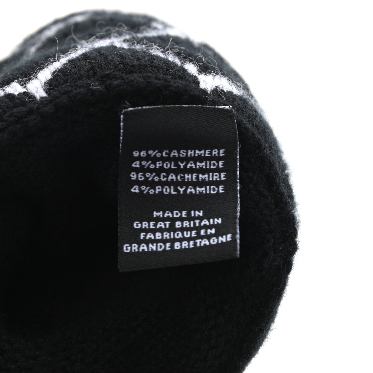 Chanel Cashmere Blend CC Gloves Black White 5 of 6