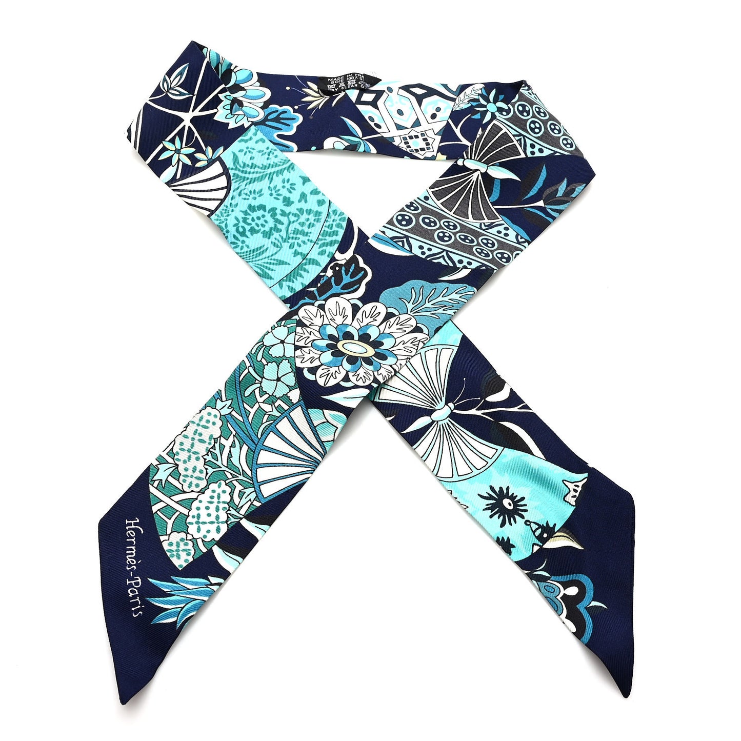 Silk Fleurs et Papillons de Tissus Twilly Bleu