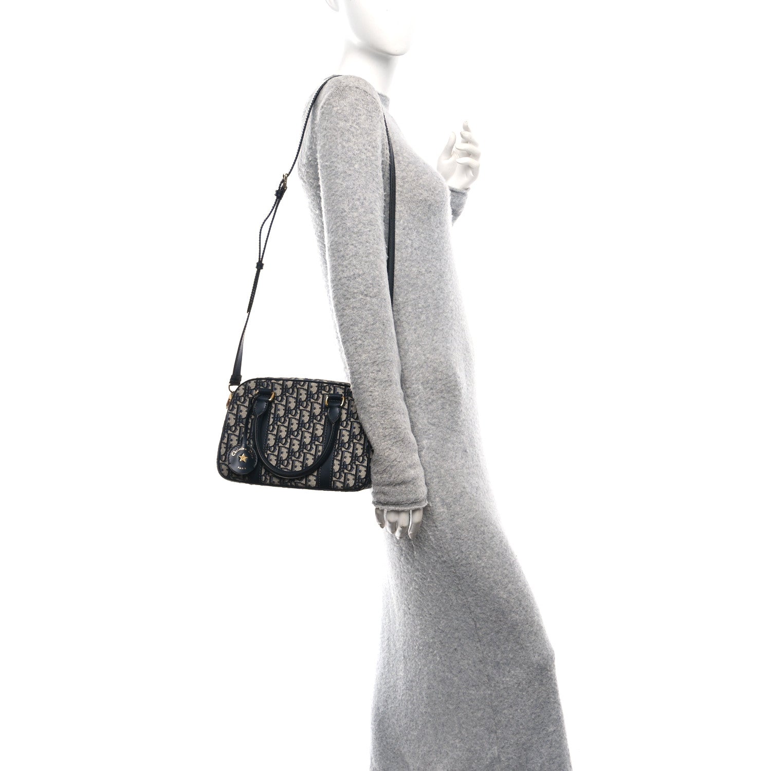 Christian Dior Oblique Medium D-Vibe Bowling Bag Blue 2 of 10
