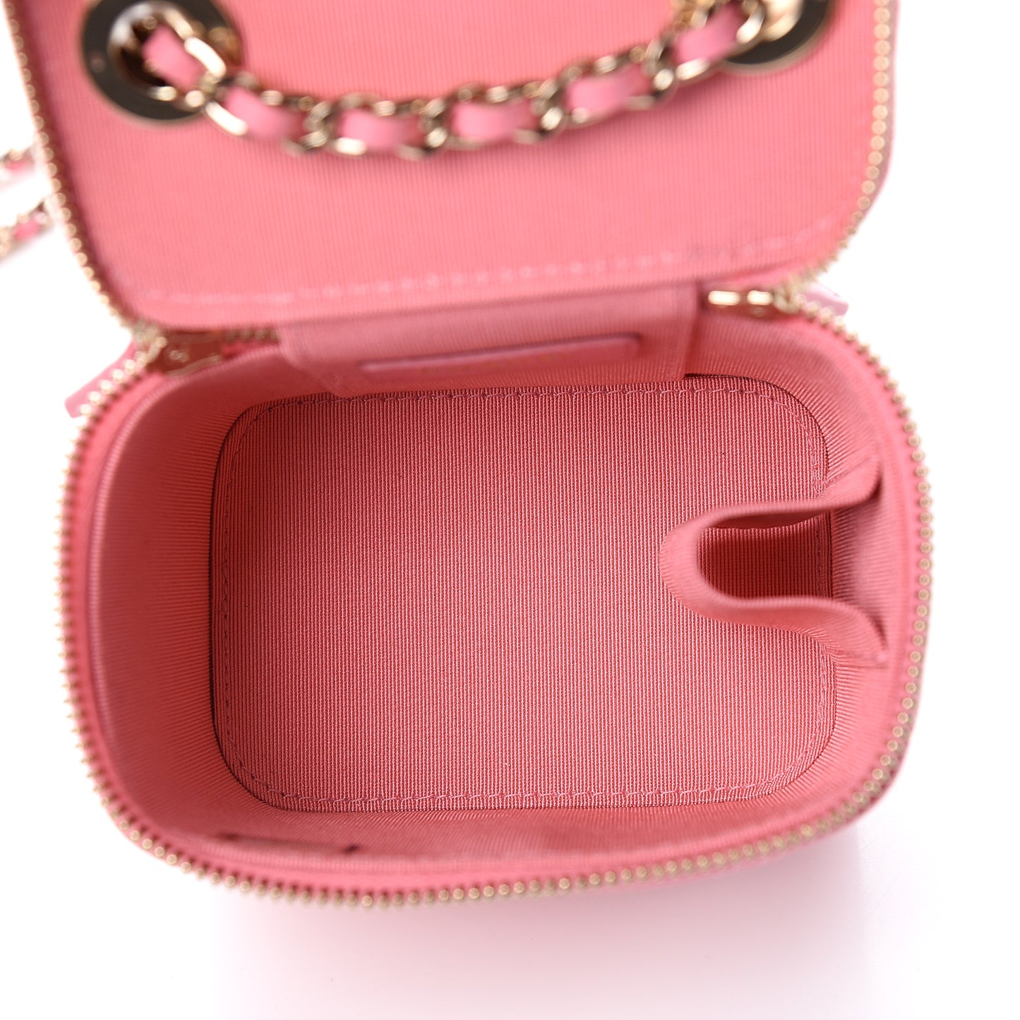 Lambskin Quilted Mini Vanity Case With Chain Pale Pink