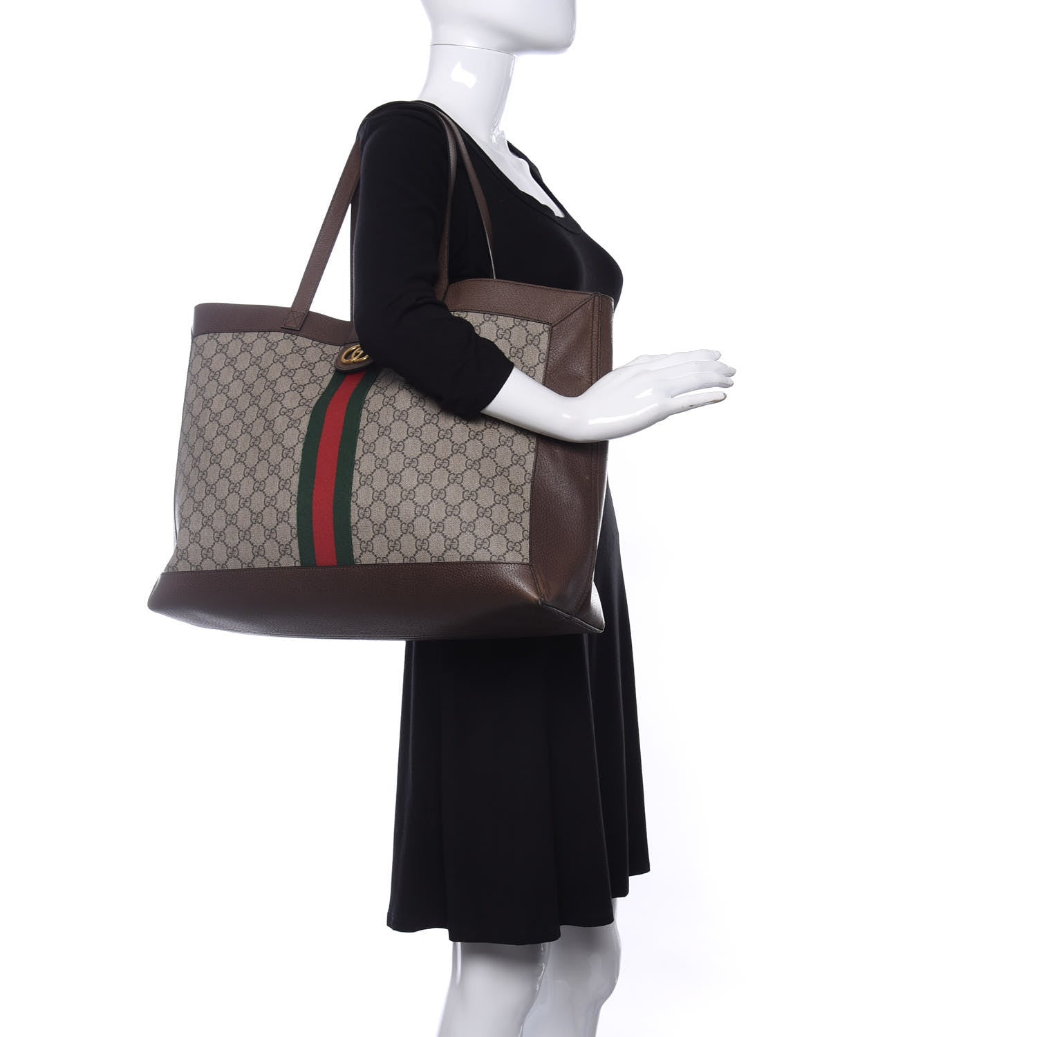 Gucci GG Supreme Monogram Web Large Ophidia Tote Brown 2 of 10