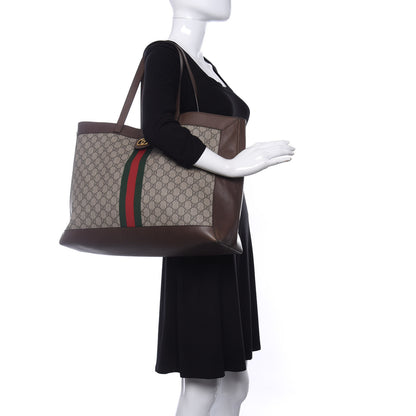 Gucci GG Supreme Monogram Web Large Ophidia Tote Brown 2 of 10
