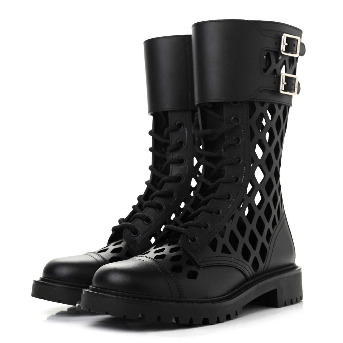 Matte Calfskin Womens D-Trap 30mm Tall Boots 37 Black
