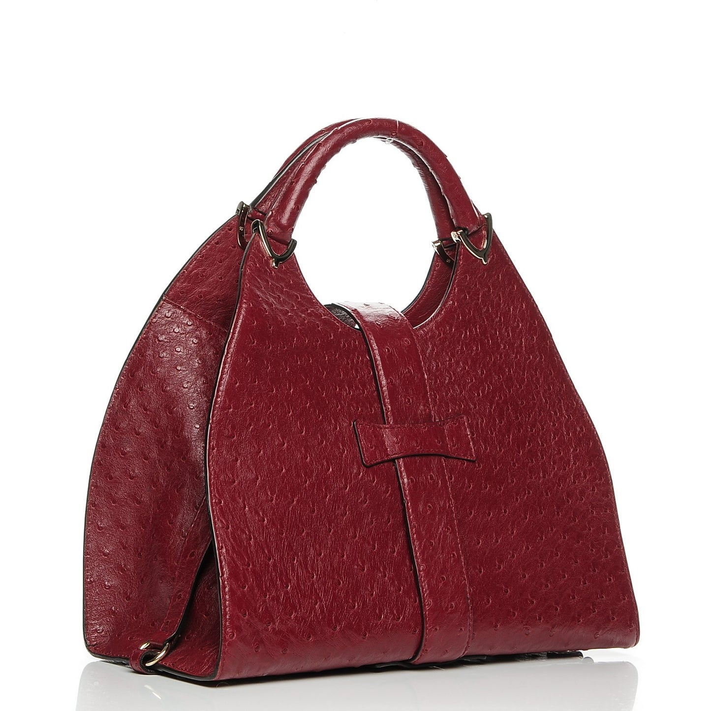 Ostrich Stirrup Top Handle Bag Raspberry