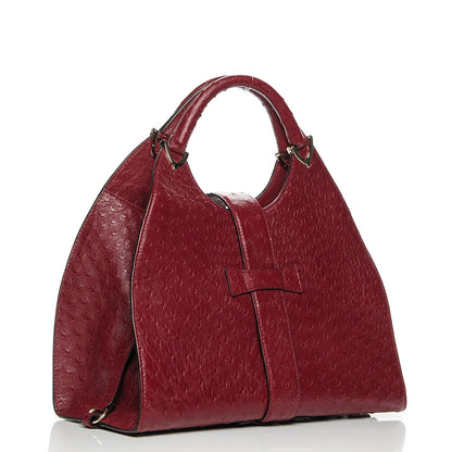 Gucci Ostrich Stirrup Top Handle Bag Raspberry 3 of 7