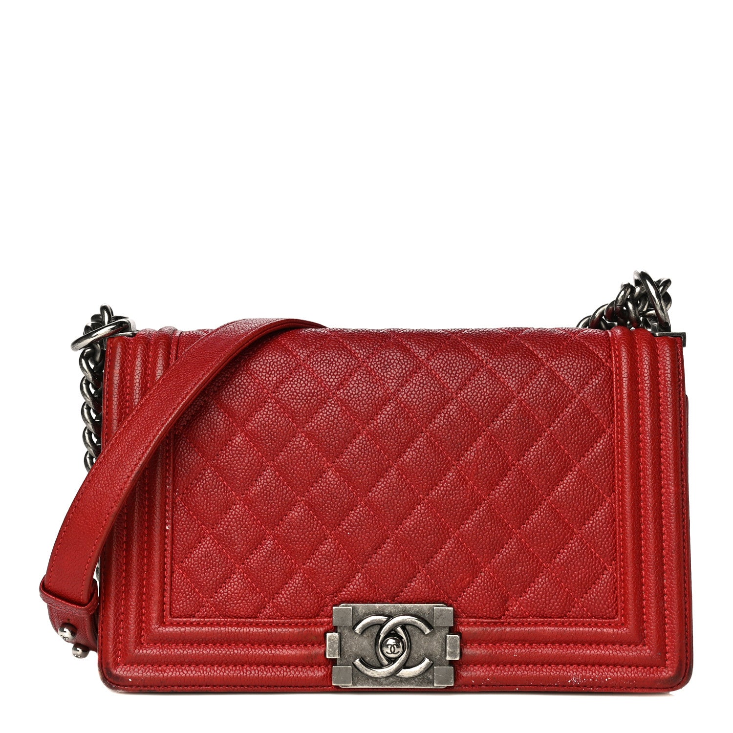 Chanel Caviar Quilted Medium Boy Flap Red 1 of 37