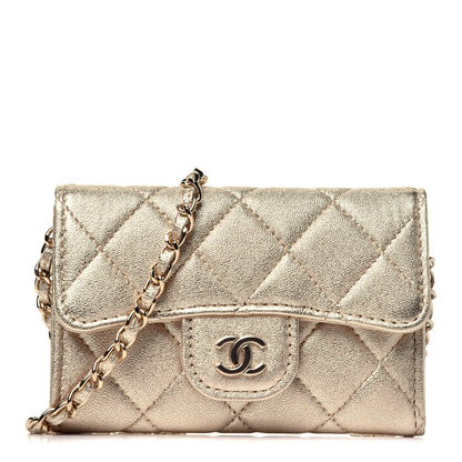 Chanel Metallic Lambskin Quilted Flap Chain Waist Bag Gold 1 of 10