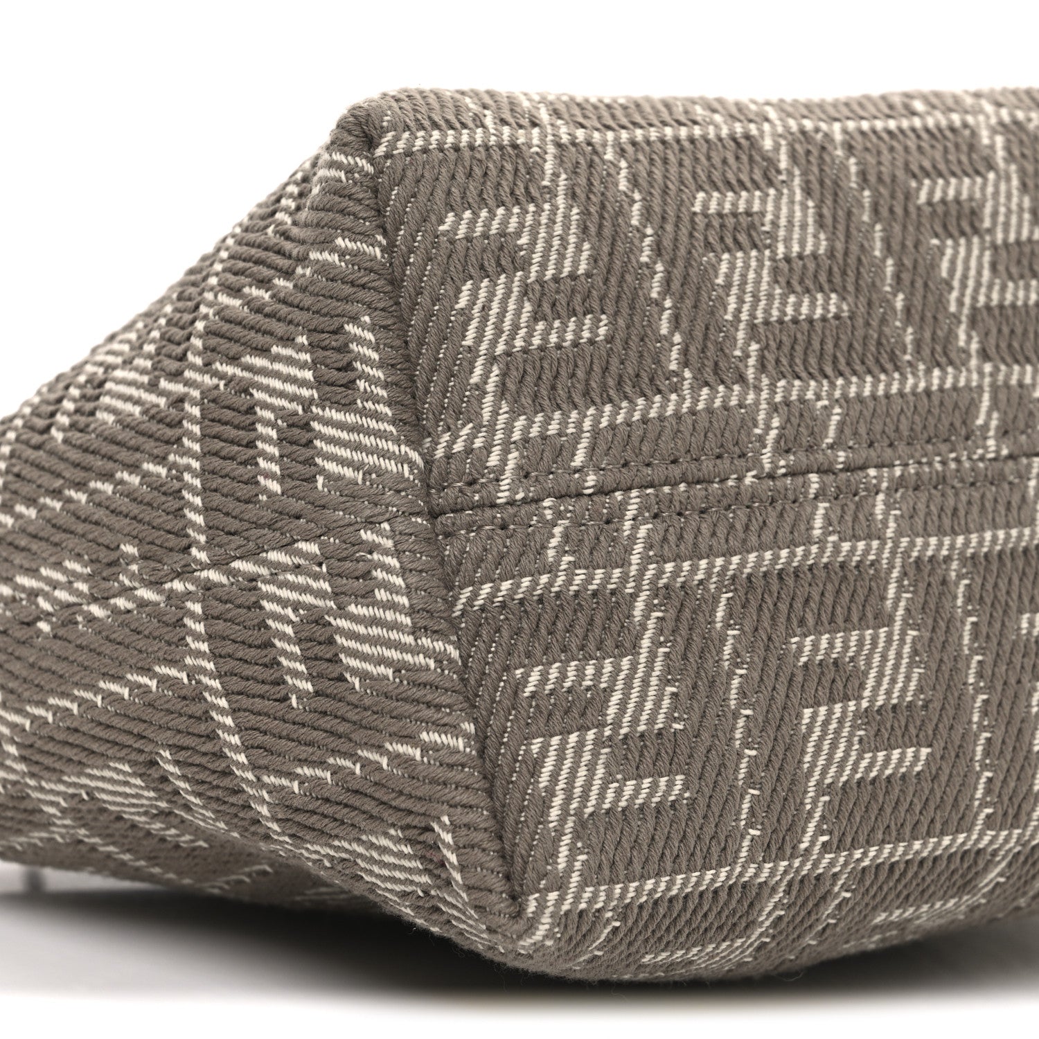 Fendi Denim Jacquard FF Effect Vitello Grace Mini Roll Tote Dove White Dove 9 of 10