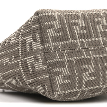 Fendi Denim Jacquard FF Effect Vitello Grace Mini Roll Tote Dove White Dove 9 of 10