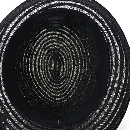 Chanel Straw CC Fedora Hat M Black 6 of 7