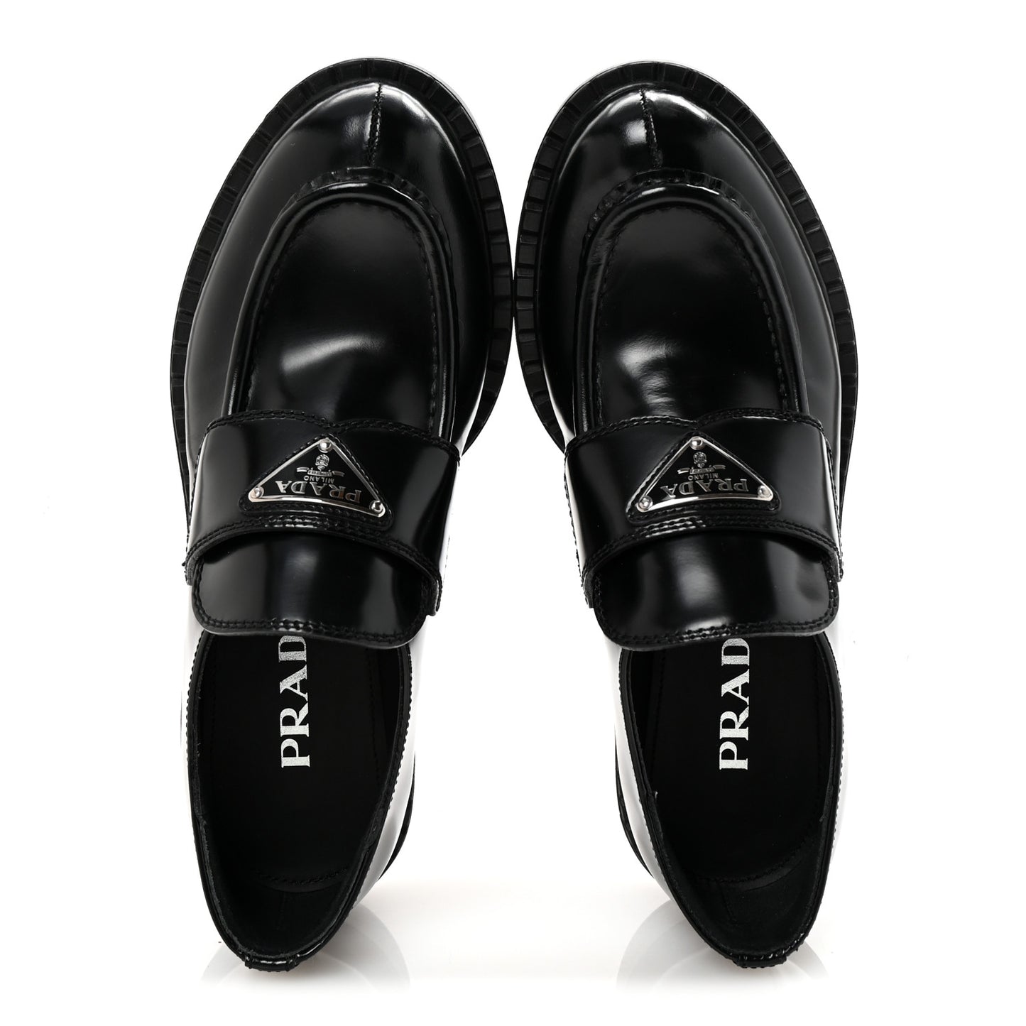 Spazzolato Metal Triangle Logo 50mm Loafers 37 Black