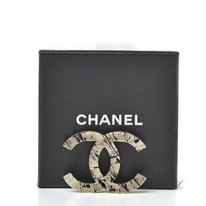 Chanel Matte Jackson Pollock Splattered Paint CC Brooch Gold Black 5 of 5