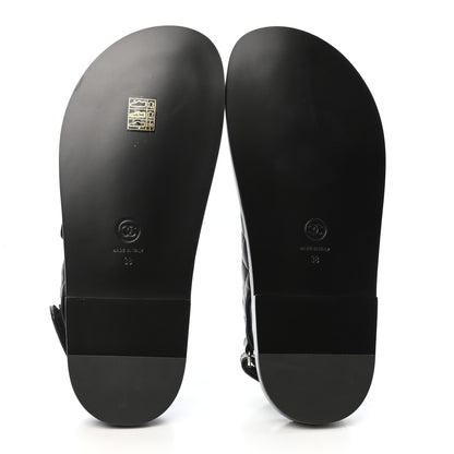 Chanel Lambskin Velcro Dad Sandals 38 Black 5 of 8