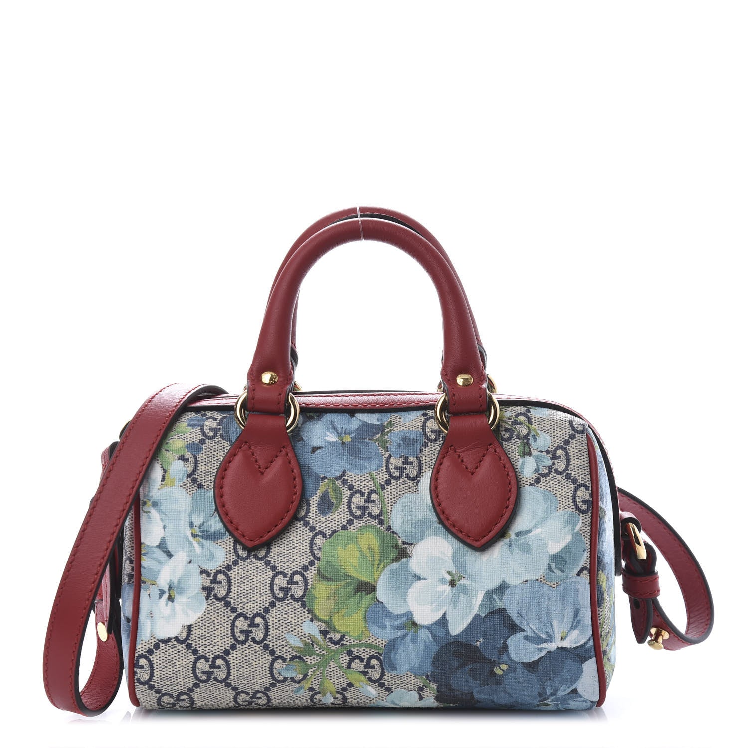 Gucci GG Supreme Monogram Blooms Mini Boston Navy Blue Hibiscus 1 of 12