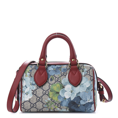 Gucci GG Supreme Monogram Blooms Mini Boston Navy Blue Hibiscus 1 of 12