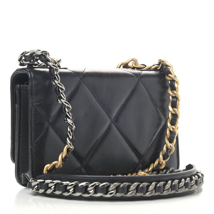 Chanel Goatskin Quilted Chanel 19 Wallet On Chain WOC Black 2 of 11
