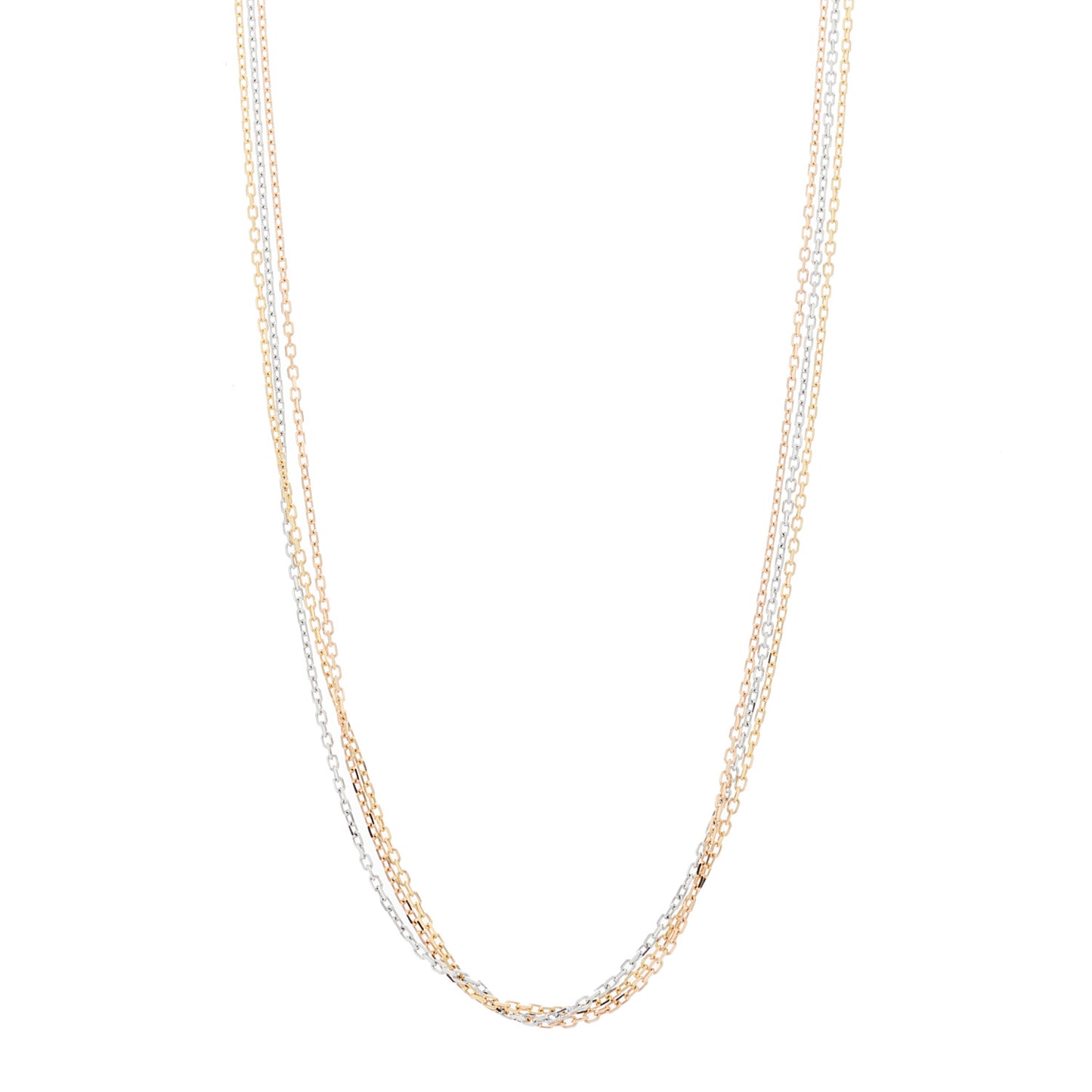 18K Pink Yellow White Gold Three Chain Necklace