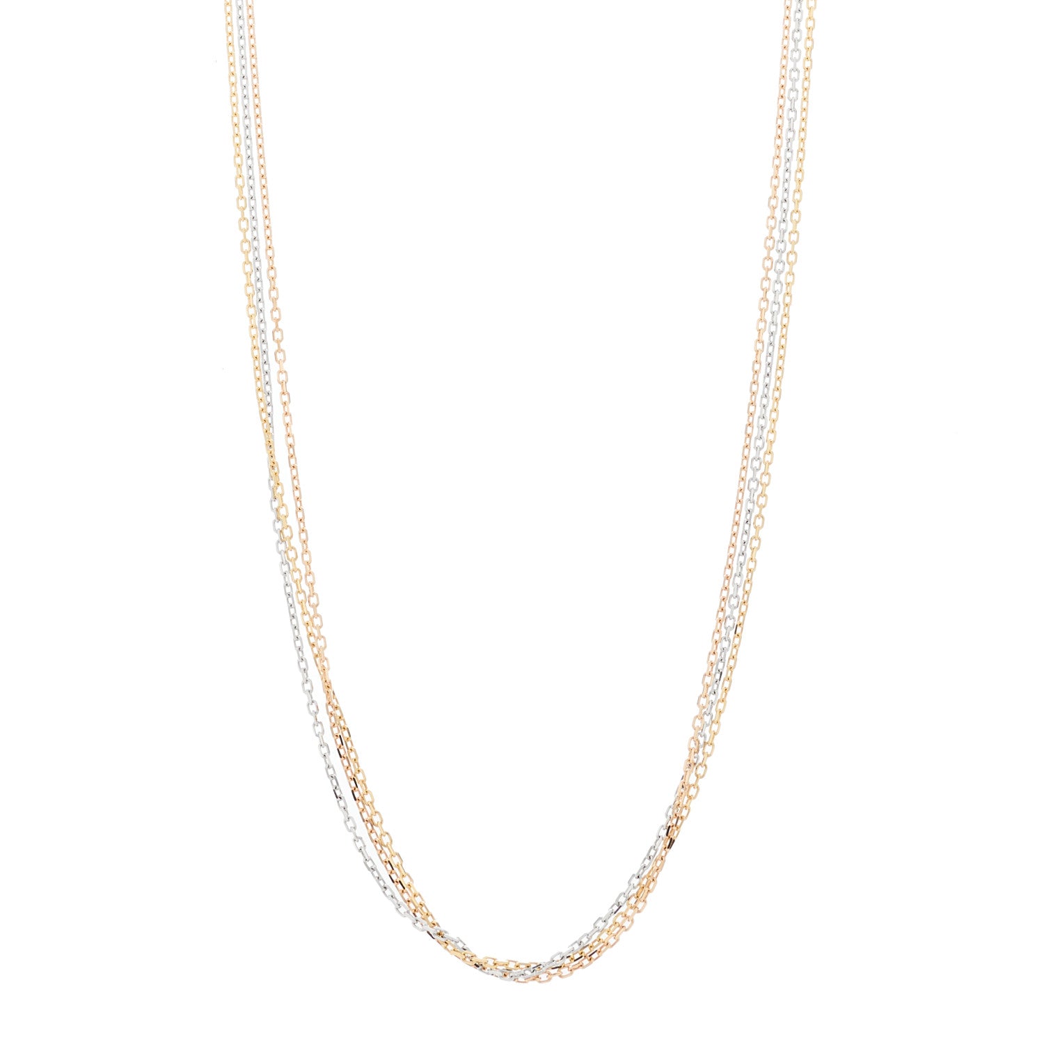 Cartier 18K Pink Yellow White Gold Three Chain Necklace 1 of 6