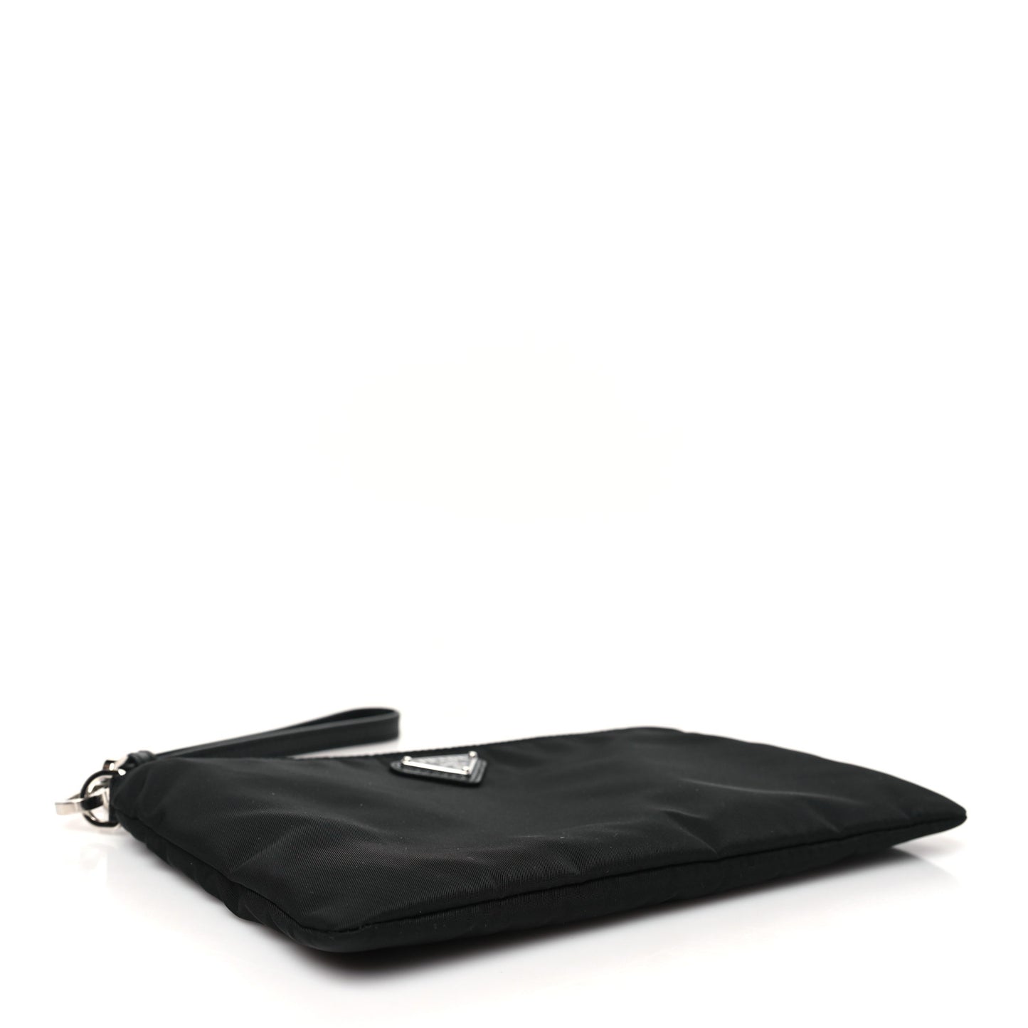 Re-Nylon Saffiano Pouch Wristlet Black
