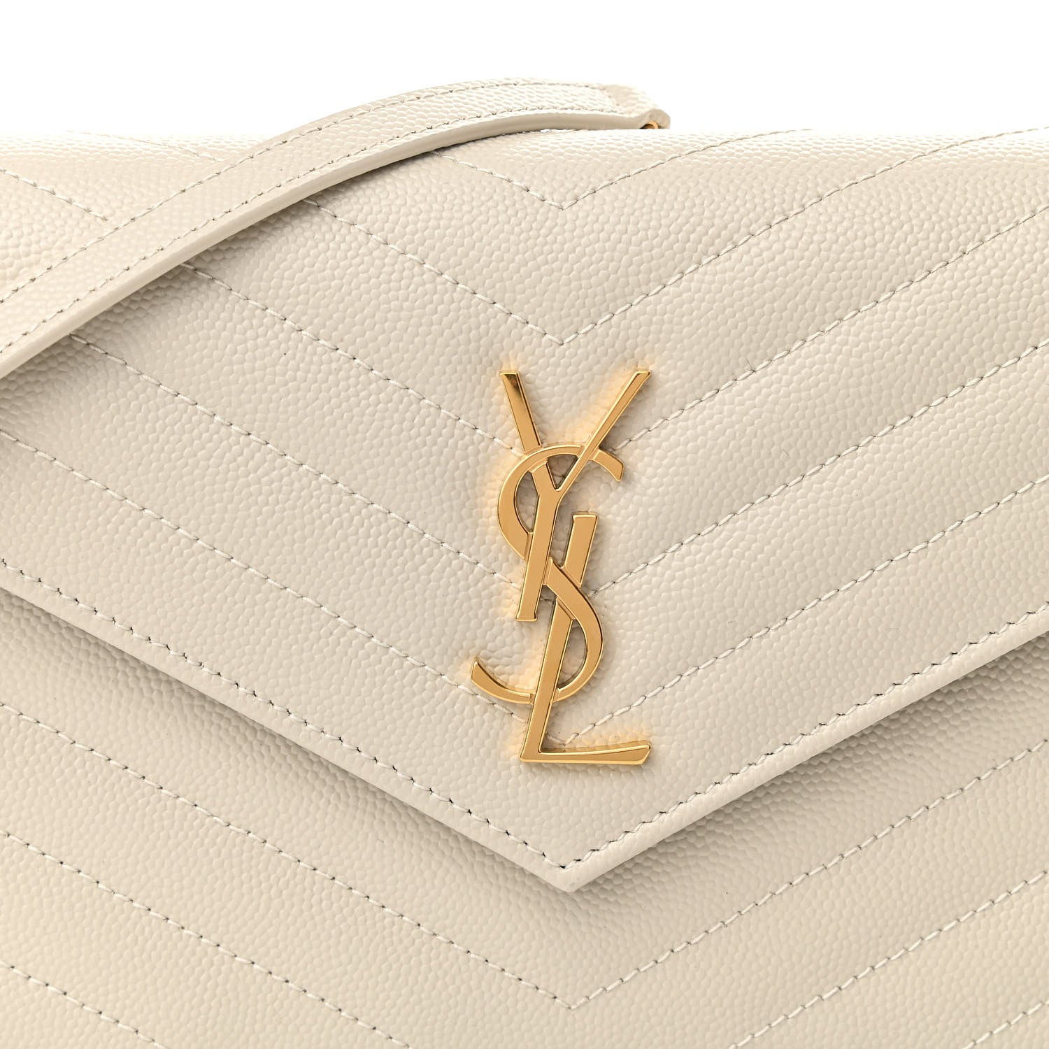 Saint Laurent Grain De Poudre Matelasse Chevron Cassandre Envelope Chain Wallet Nude Powder 7 of 10
