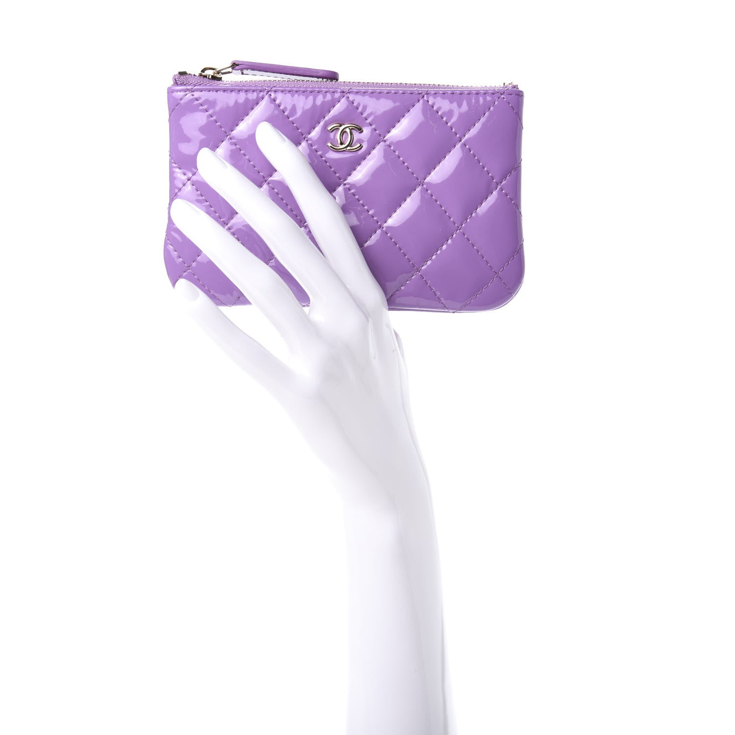 Chanel Patent Quilted Small Cosmetic Case Purple 2 of 8