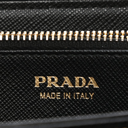 Prada Saffiano Metal Zip Around Wallet Black 7 of 13