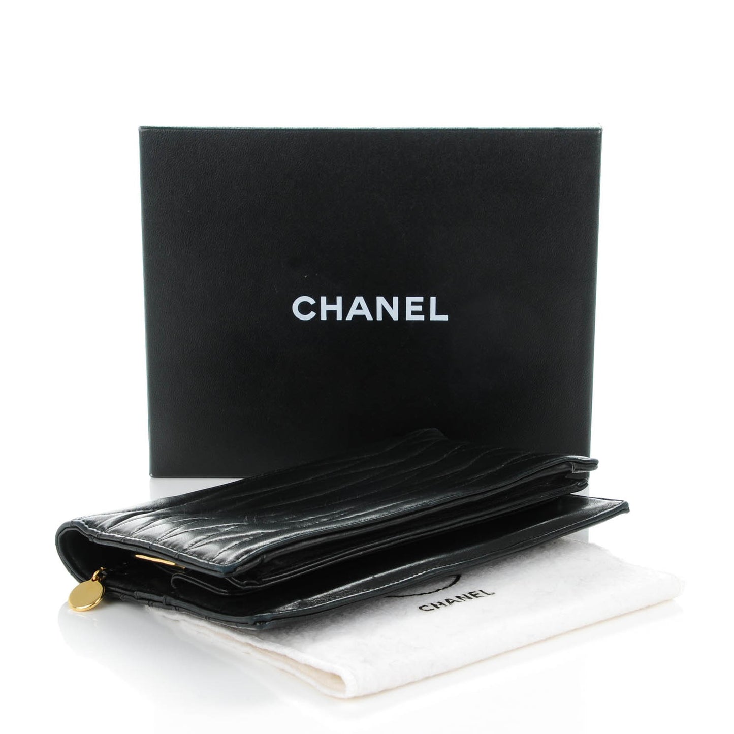 Lambskin Quilted Wallet Clutch Black