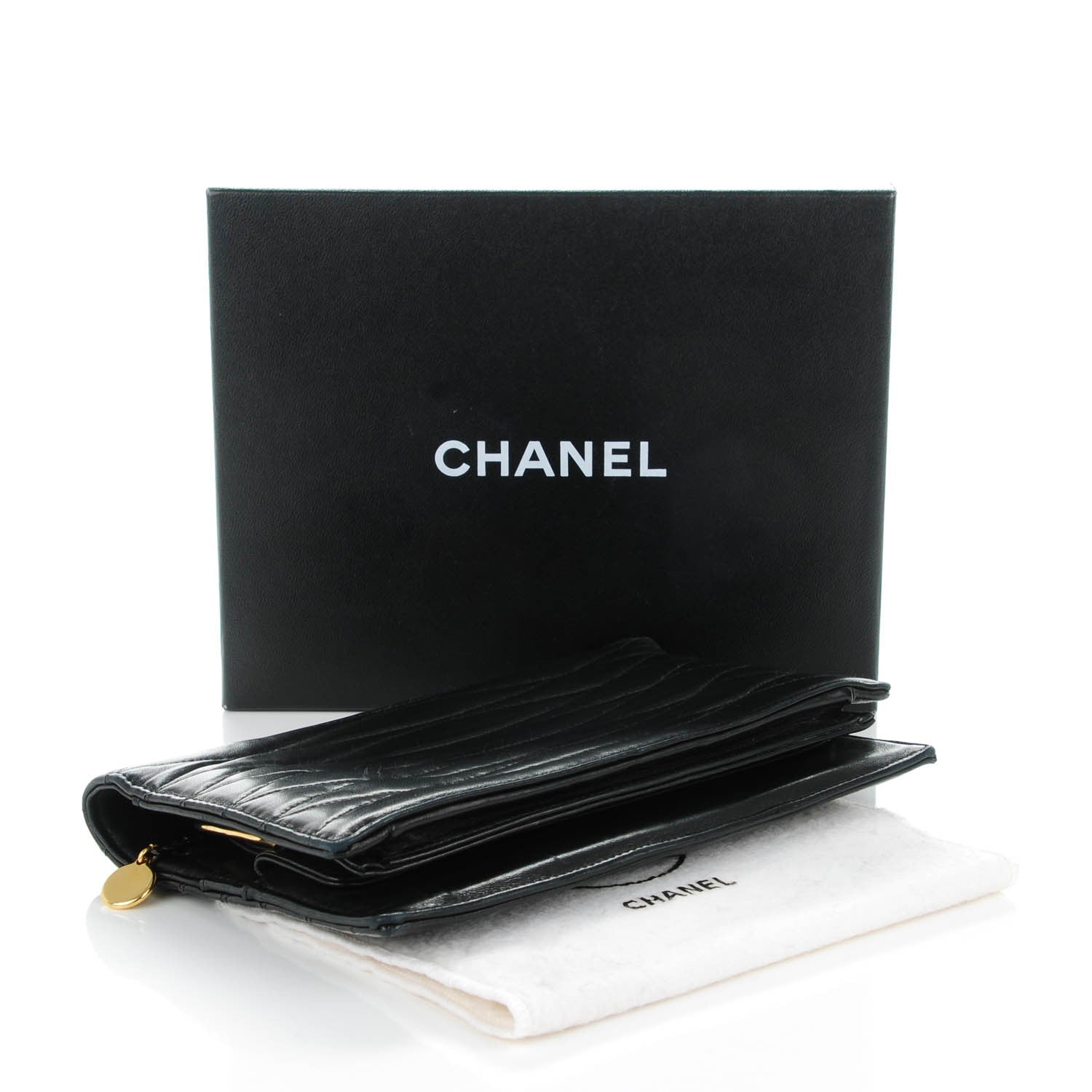 Chanel Lambskin Quilted Wallet Clutch Black 3 of 10
