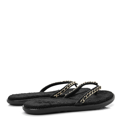 Chanel Lambskin CC Chain Thong Sandals 38 Black 4 of 8
