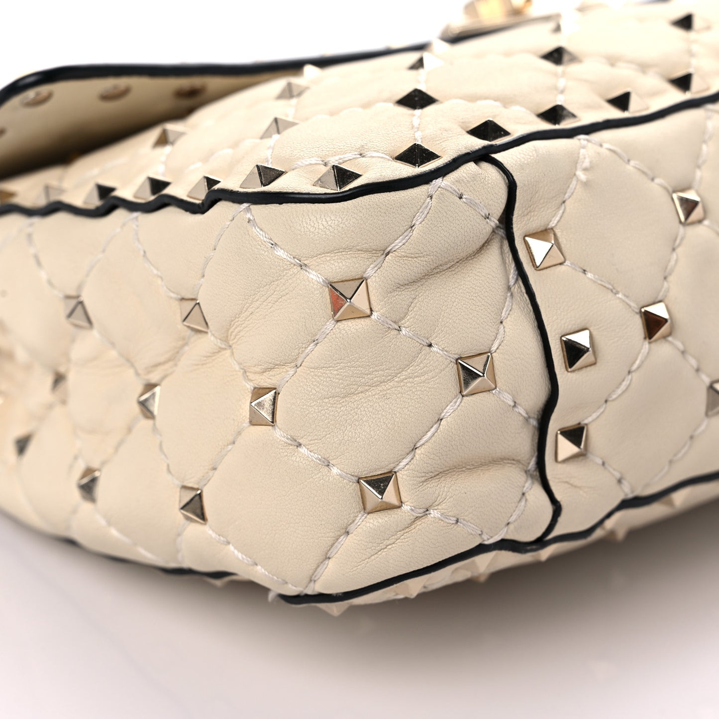 Nappa Medium Rockstud Spike Shoulder Bag Light Ivory