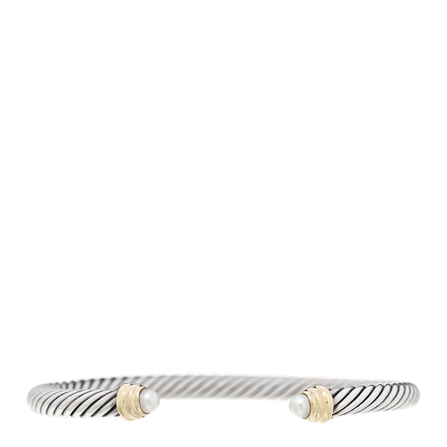 Sterling Silver 14K Yellow Gold Pearl 5mm Cable Classics Petite Color Bracelet