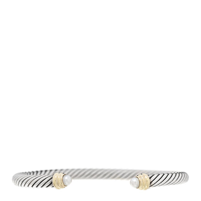 David Yurman Sterling Silver 14K Yellow Gold Pearl 5mm Cable Classics Petite Color Bracelet 1 of 4