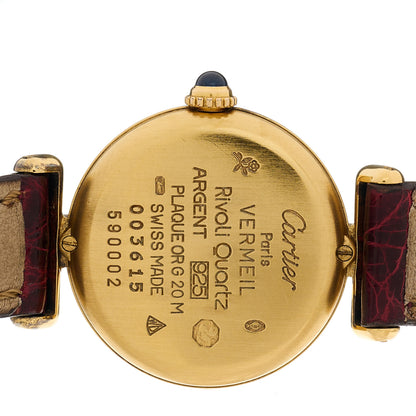 Cartier Sterling Silver Vermeil Alligator 24mm Must de Colisee Quartz Watch Burgundy 4 of 4
