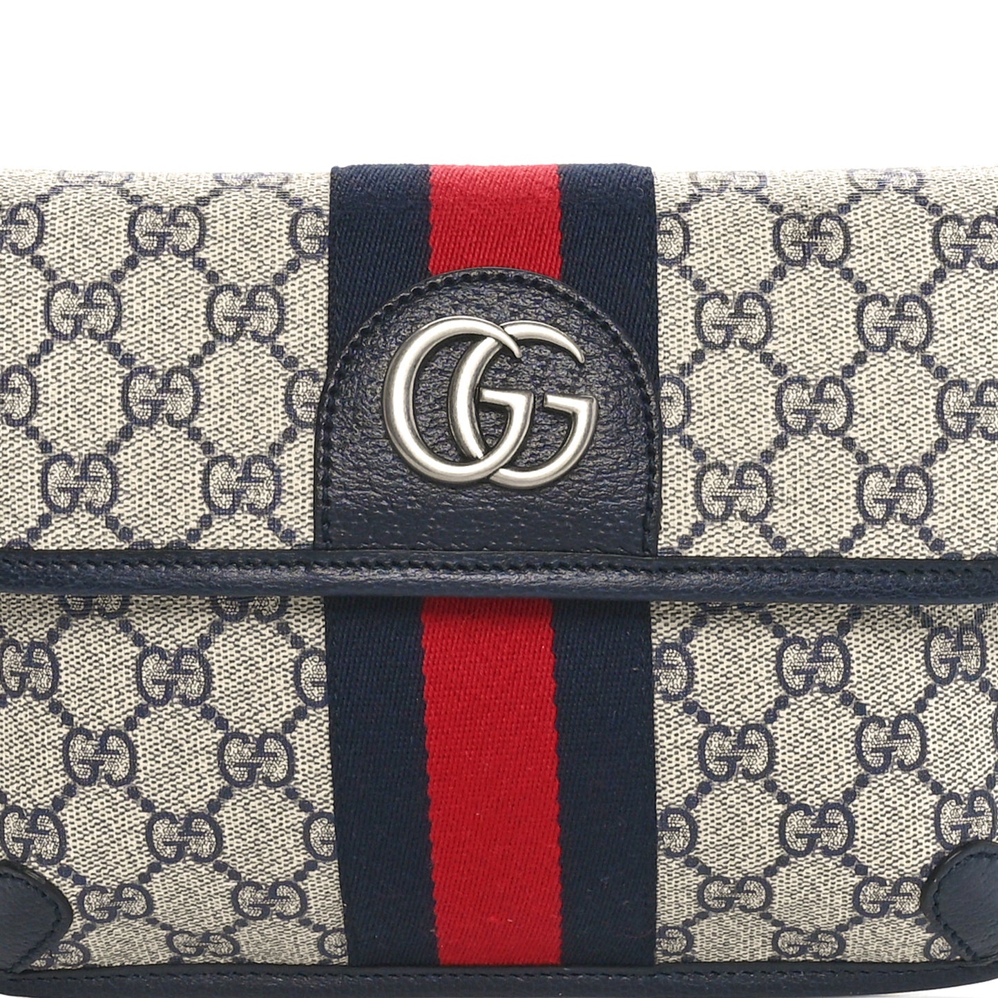 GG Supreme Monogram Web Small Ophidia Belt Bag 90 36 Beige Navy