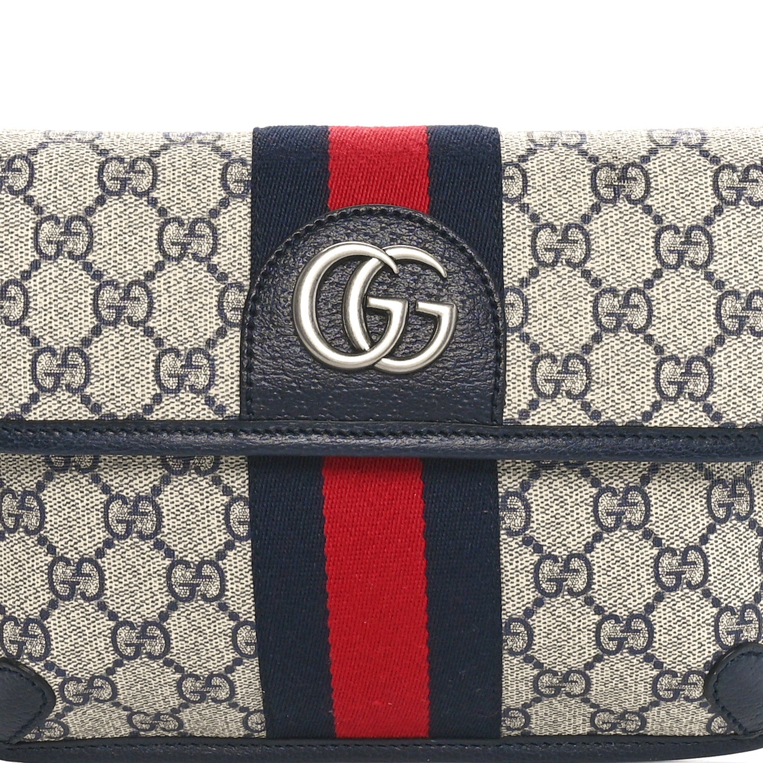 Gucci GG Supreme Monogram Web Small Ophidia Belt Bag 90 36 Beige Navy 8 of 10