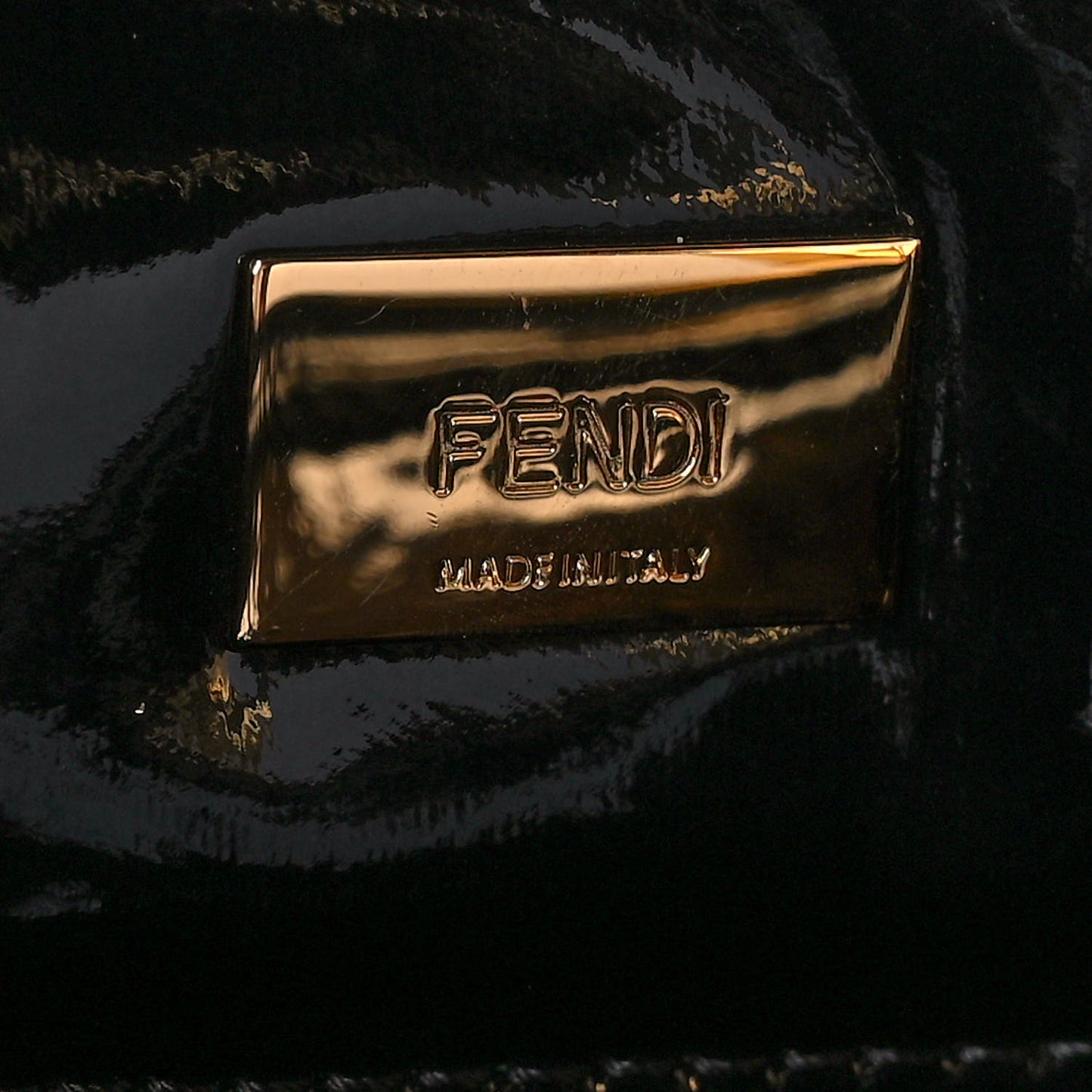 Patent FF 1974 Embossed Medium Shopping Flap Bag Black