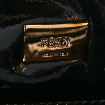 Fendi Patent FF 1974 Embossed Medium Shopping Flap Bag Black 6 of 8