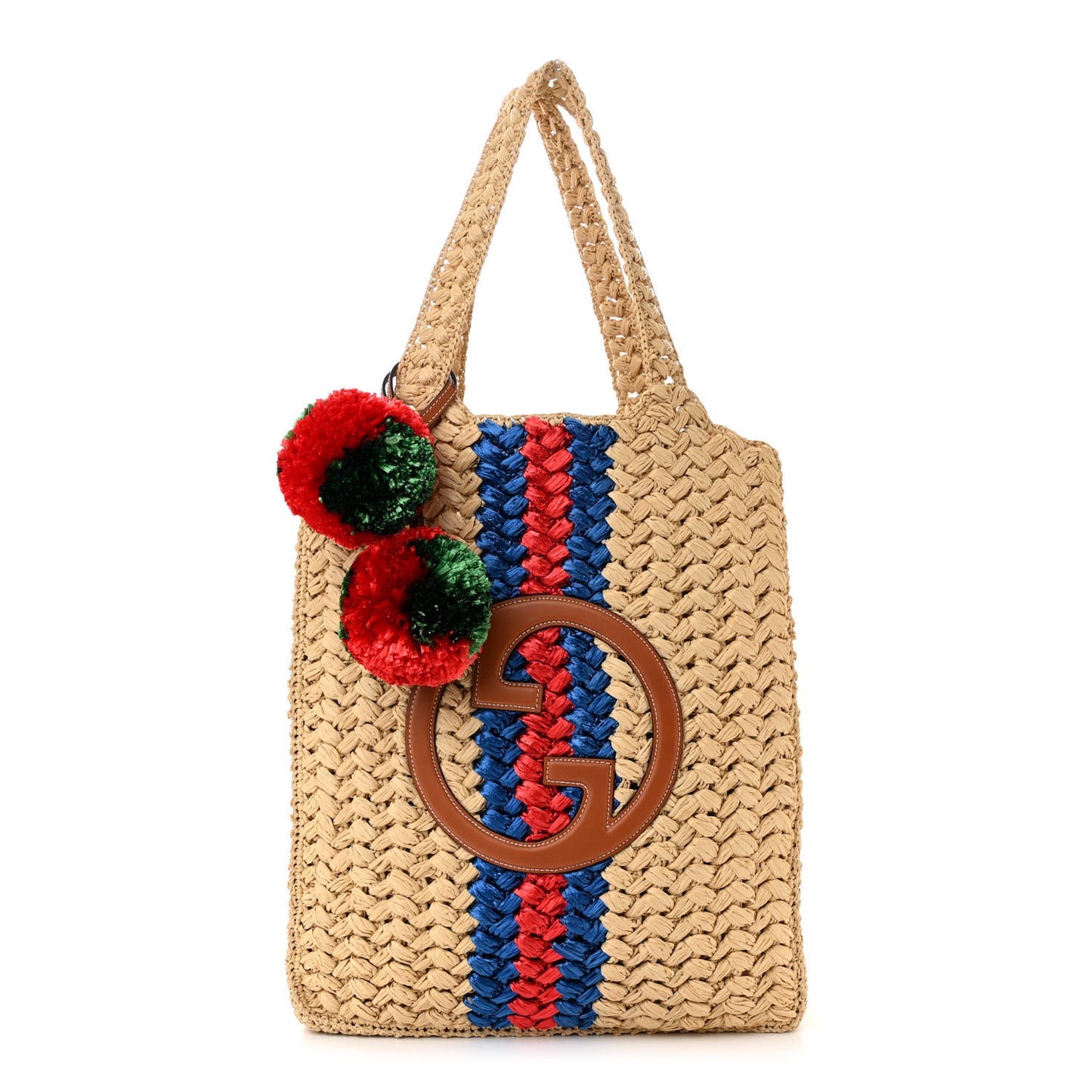 Raffia Effect Interlocking G Tote Bag Beige