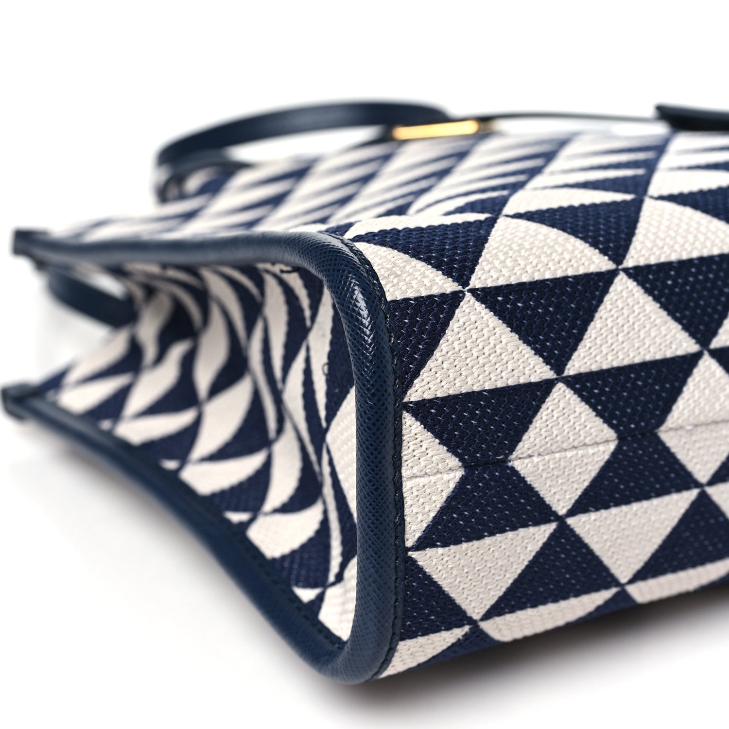 Prada Jacquard Saffiano Triangolo Symbole Embroidered Small Tote Baltico Talco 9 of 11