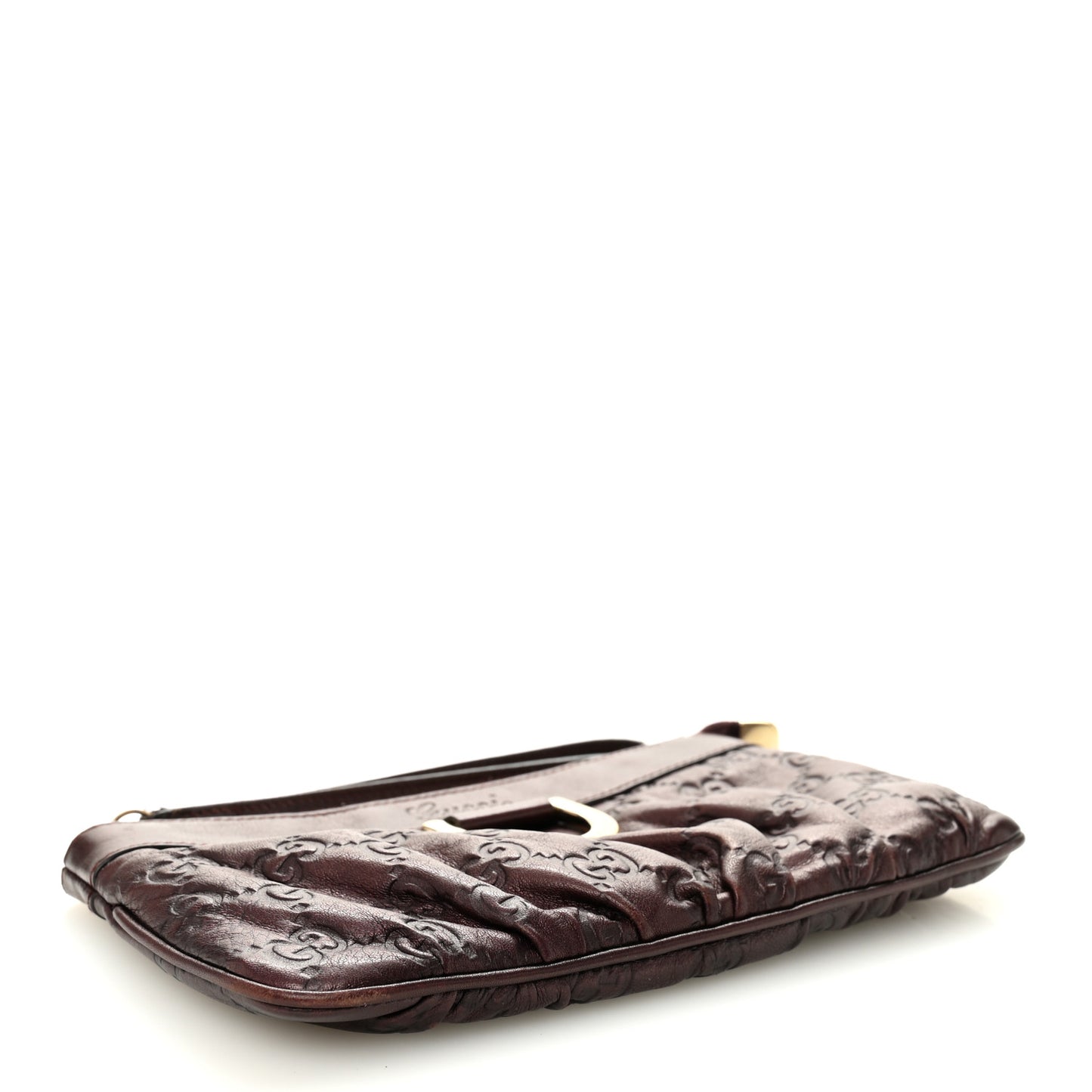 Guccissima D Gold Wristlet Bordeaux