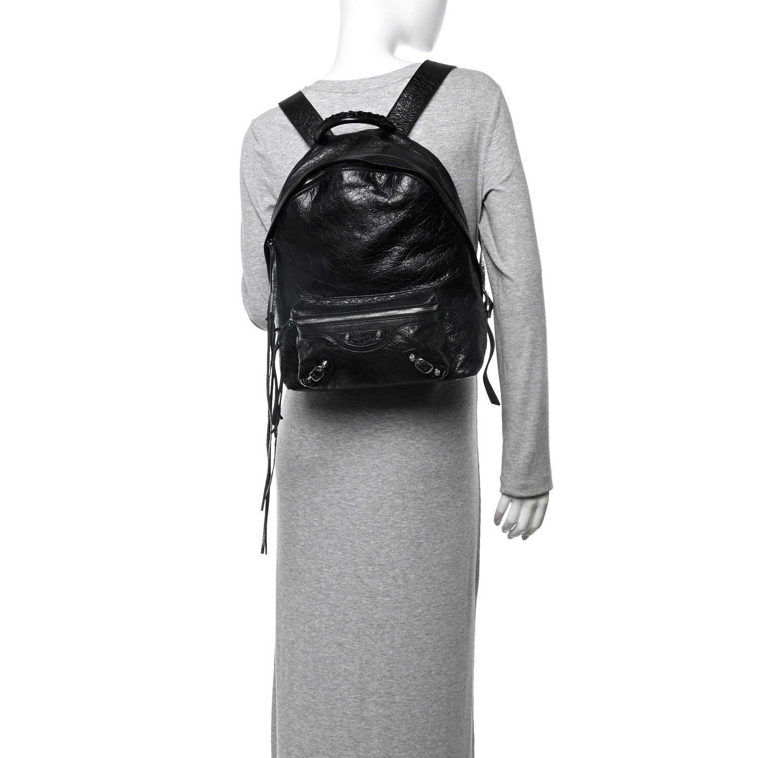 Balenciaga Agneau Classic Silver Hardware Backpack Black 2 of 11