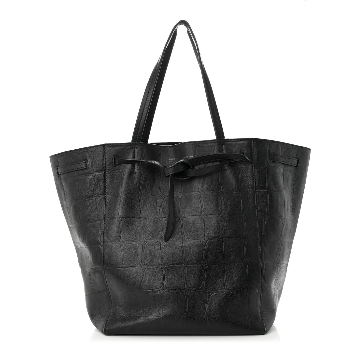 Crocodile Embossed Calfskin Medium Belt Cabas Phantom Black