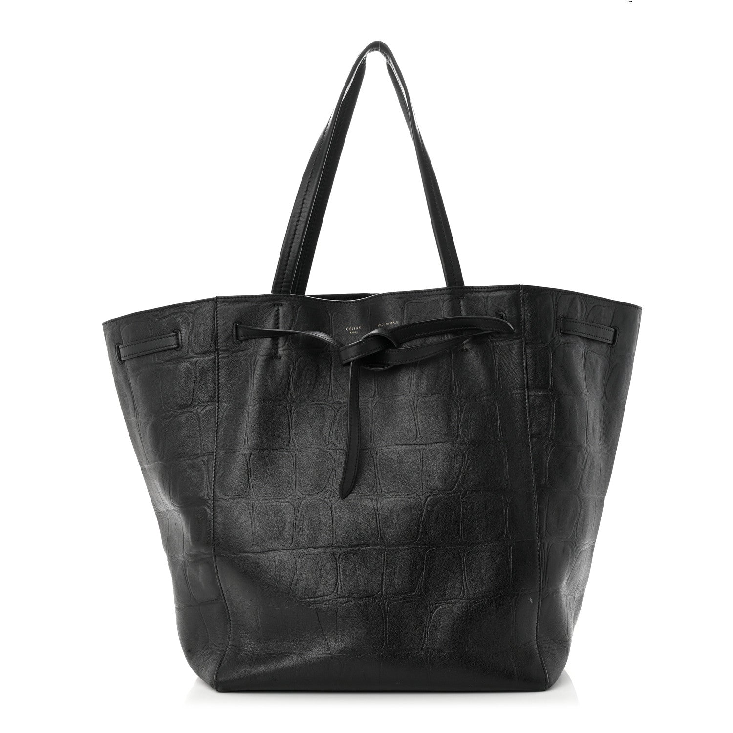 Celine Crocodile Embossed Calfskin Medium Belt Cabas Phantom Black 1 of 12