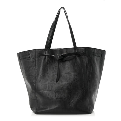 Celine Crocodile Embossed Calfskin Medium Belt Cabas Phantom Black 1 of 12