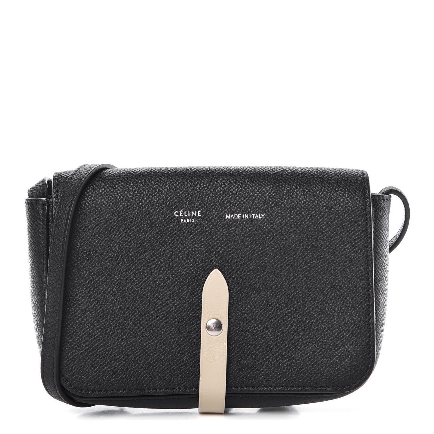 Grained Calfskin Strap Clutch Black