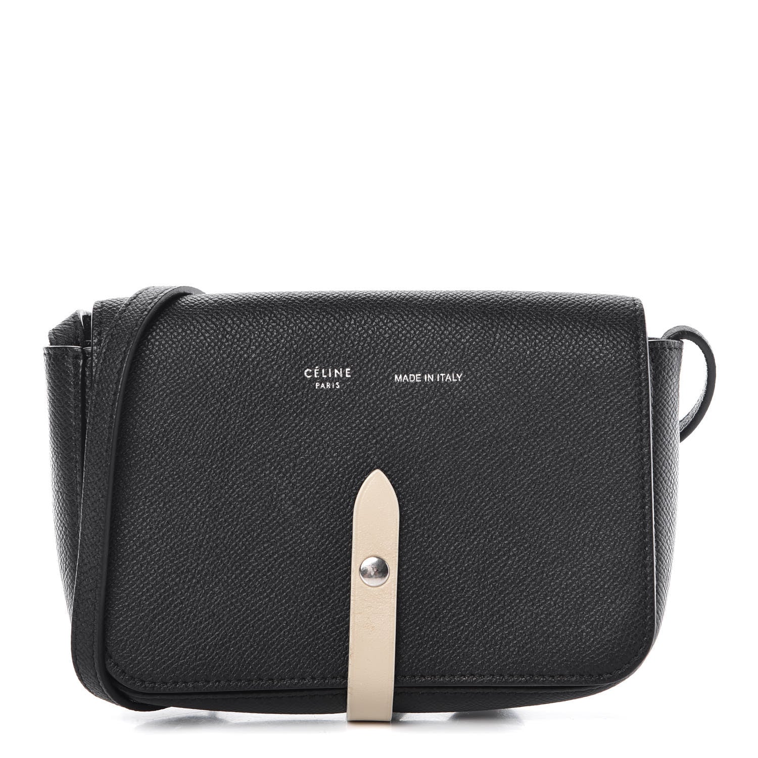 Celine Grained Calfskin Strap Clutch Black 1 of 10