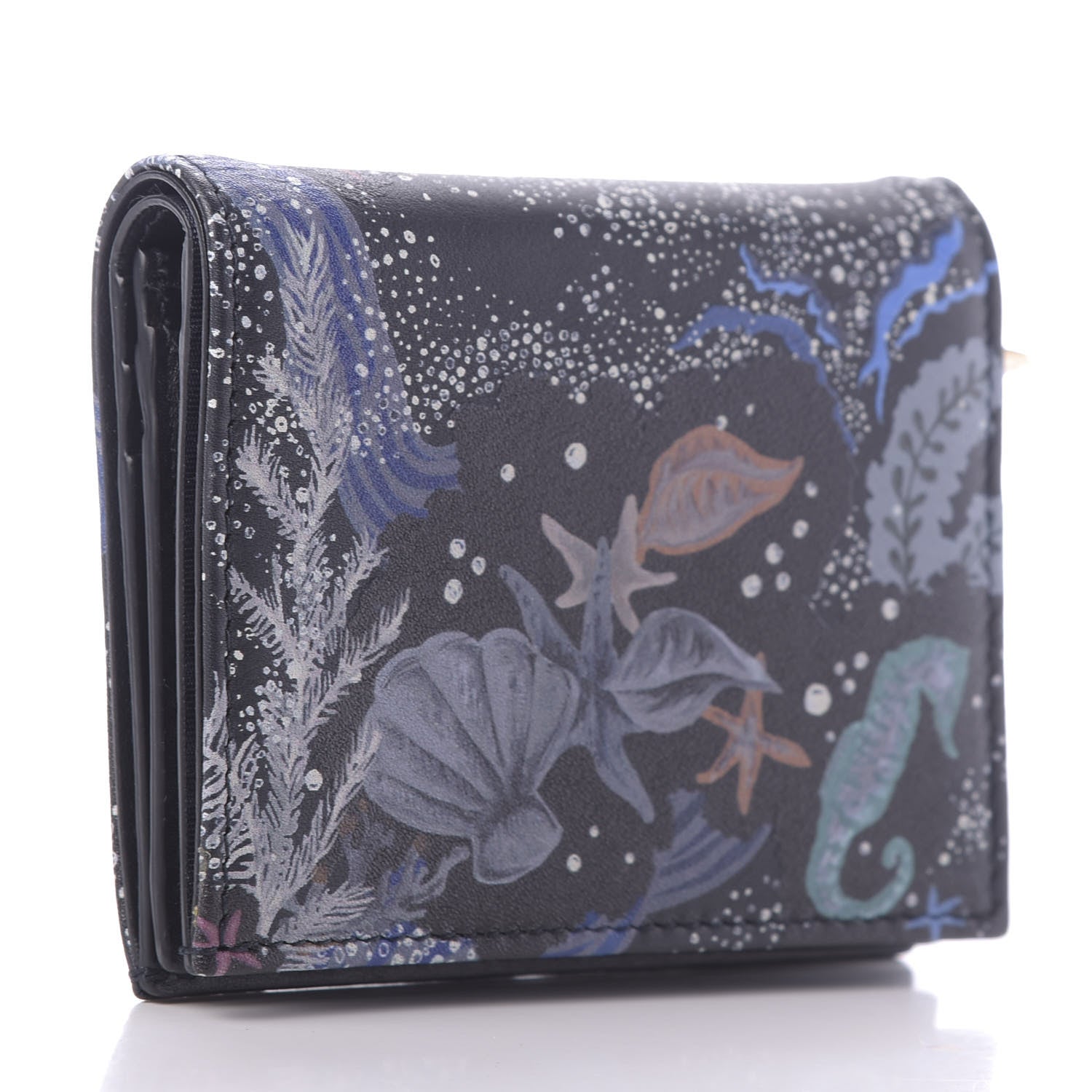 Christian Dior Calfskin Nature Ballet Wallet Blue Multicolor 3 of 9