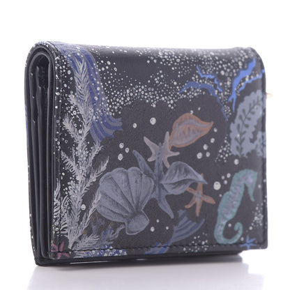 Christian Dior Calfskin Nature Ballet Wallet Blue Multicolor 3 of 9