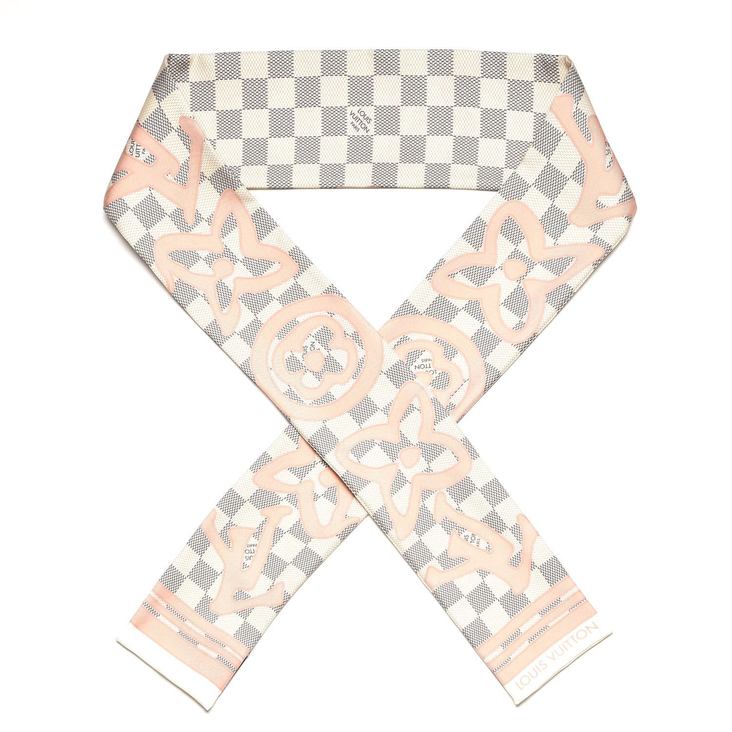 Louis Vuitton Silk Damier Azur Tahitienne Bandeau Rose Ballerine 1 of 5