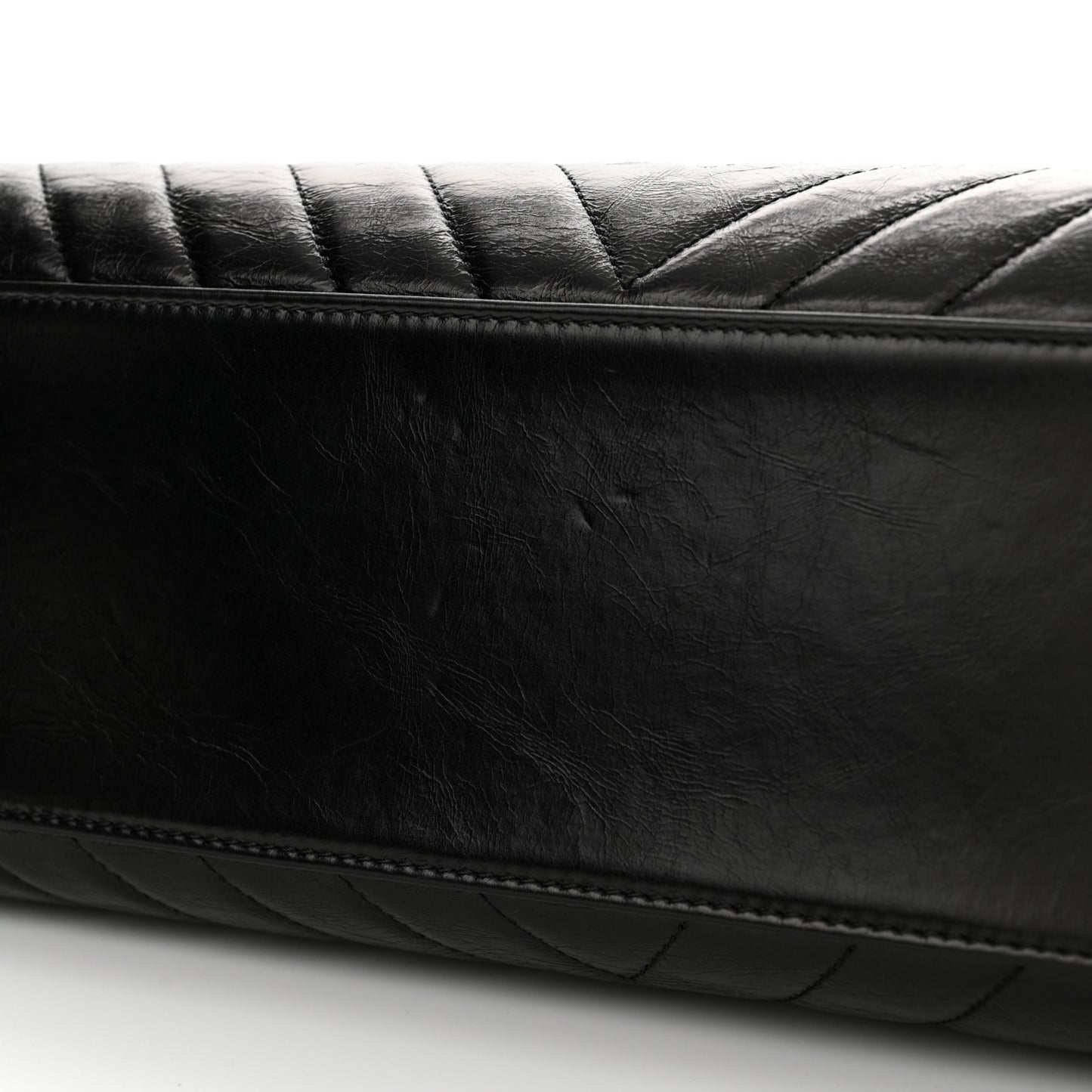 Calfskin Chevron Quilted Medium Coco Handle Flap Black